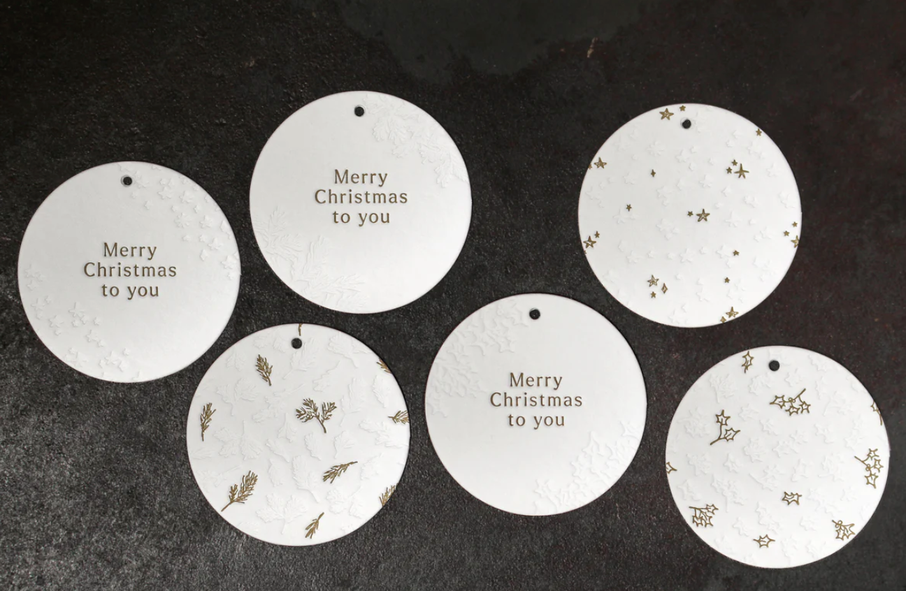 Letterpress Christmas Gift Tags - Classic Gold