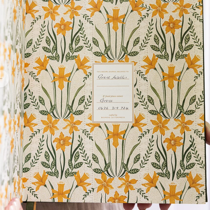 Inside Cover Basil Green Heirloom Journal