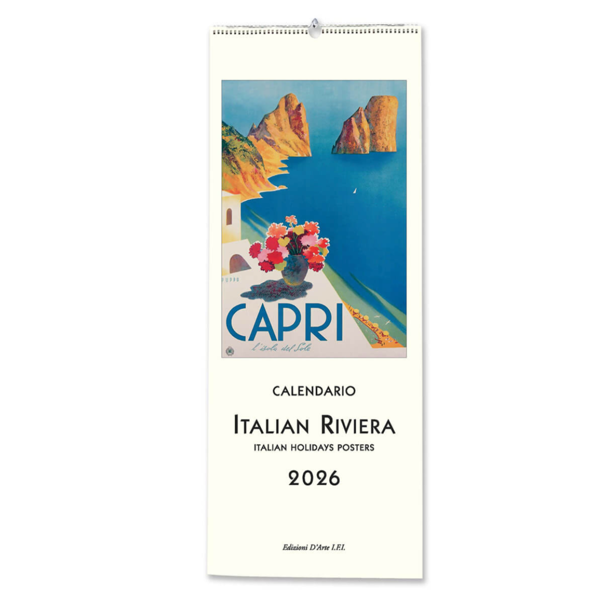 2026 calendar for Capri with a scenic view of a coastal area.
