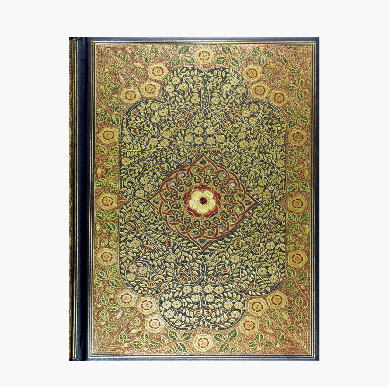 Decorative notebook with intricate floral pattern on a white background