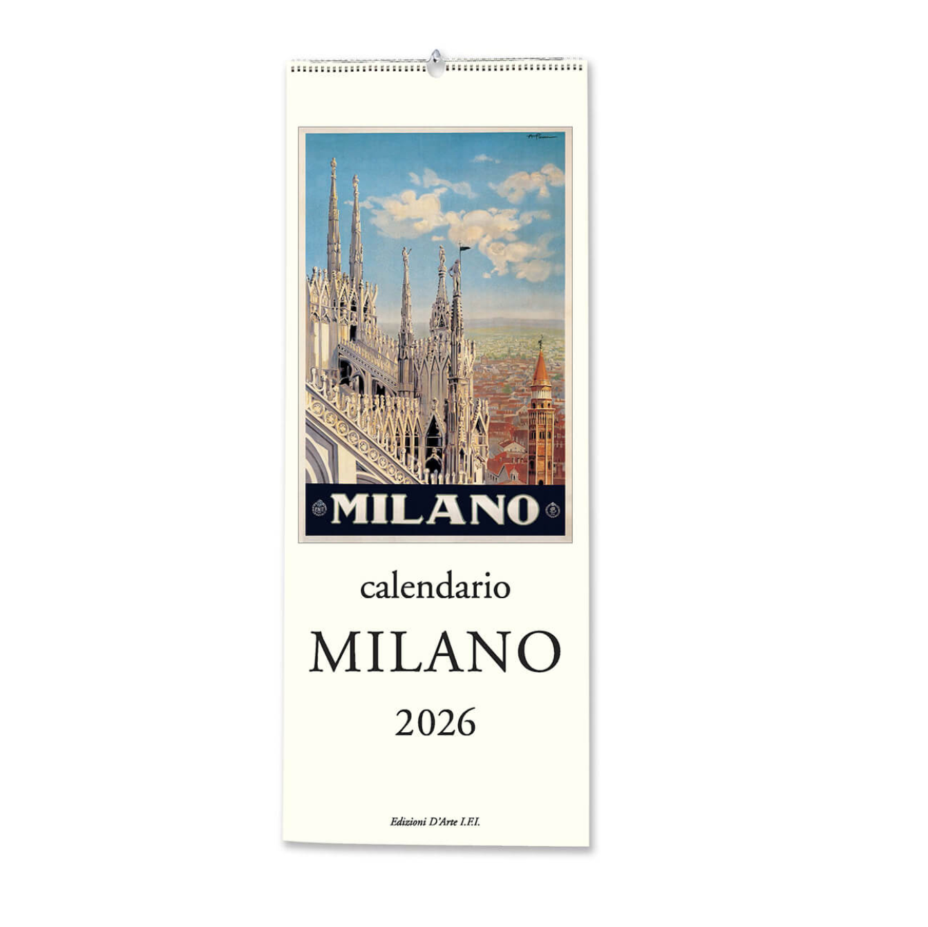 2026 Milano calendar with a scenic view of a cathedral on a white background