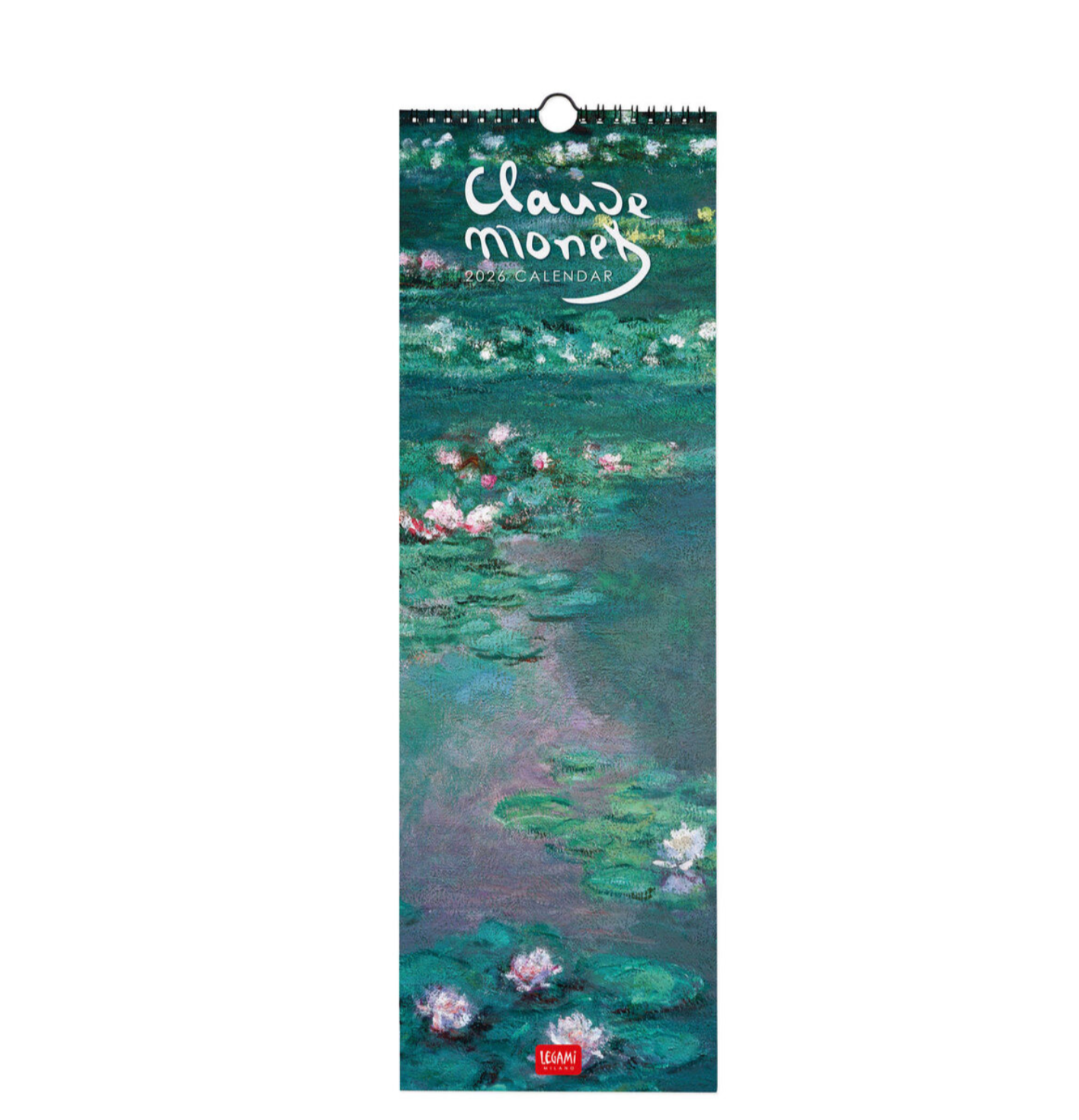Calendar with a design of water lilies by Claude Monet on a white background