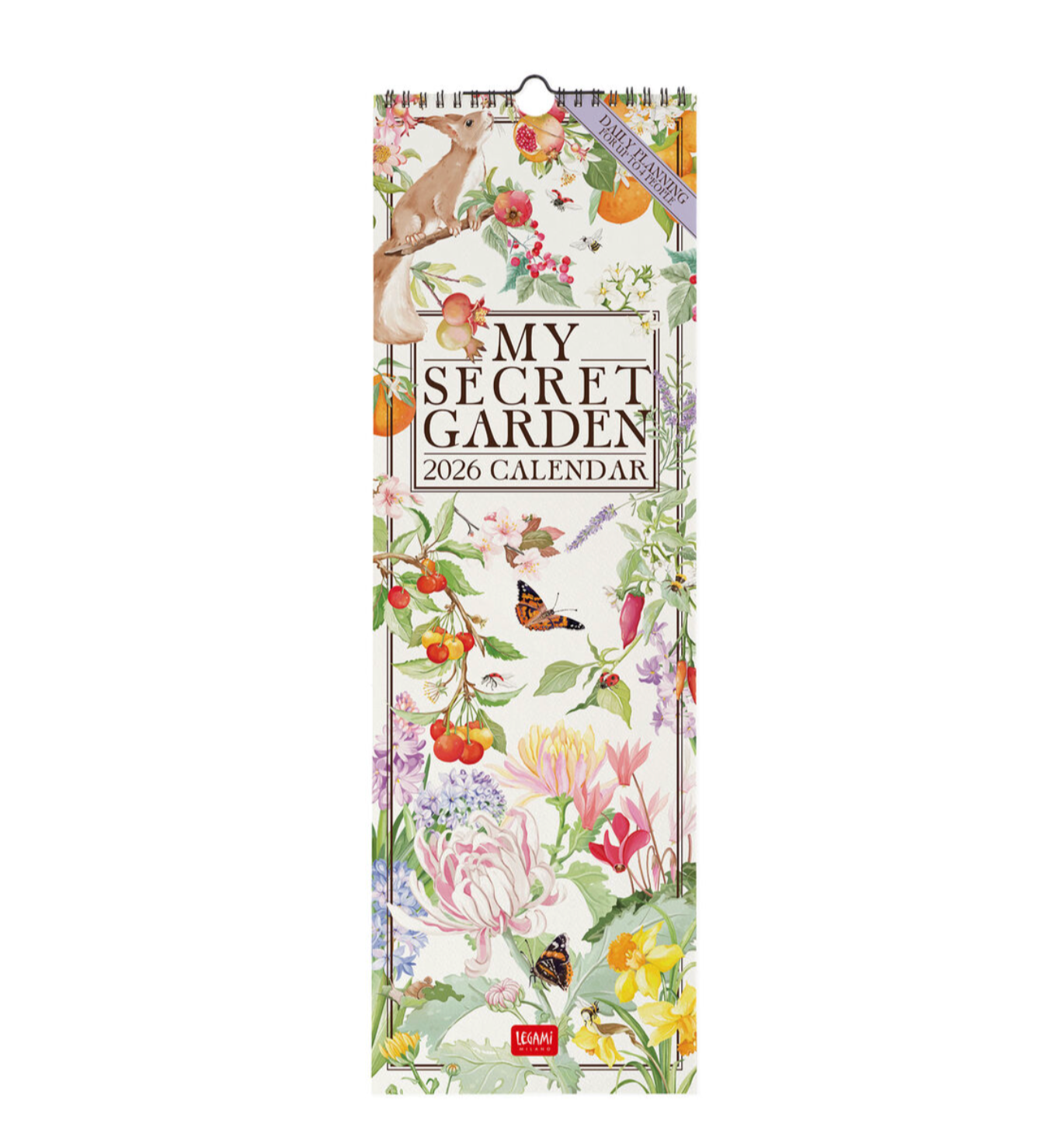 2026 calendar titled 'My Secret Garden' with floral and nature-themed design on a white background