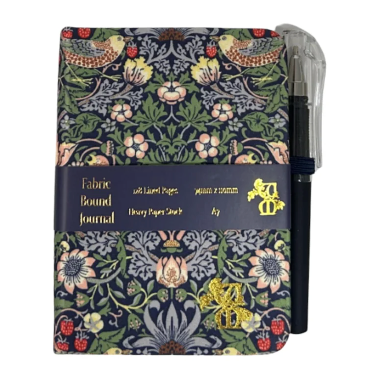 Fabric Bound A7 Journal & Pen - Strawberry Thief