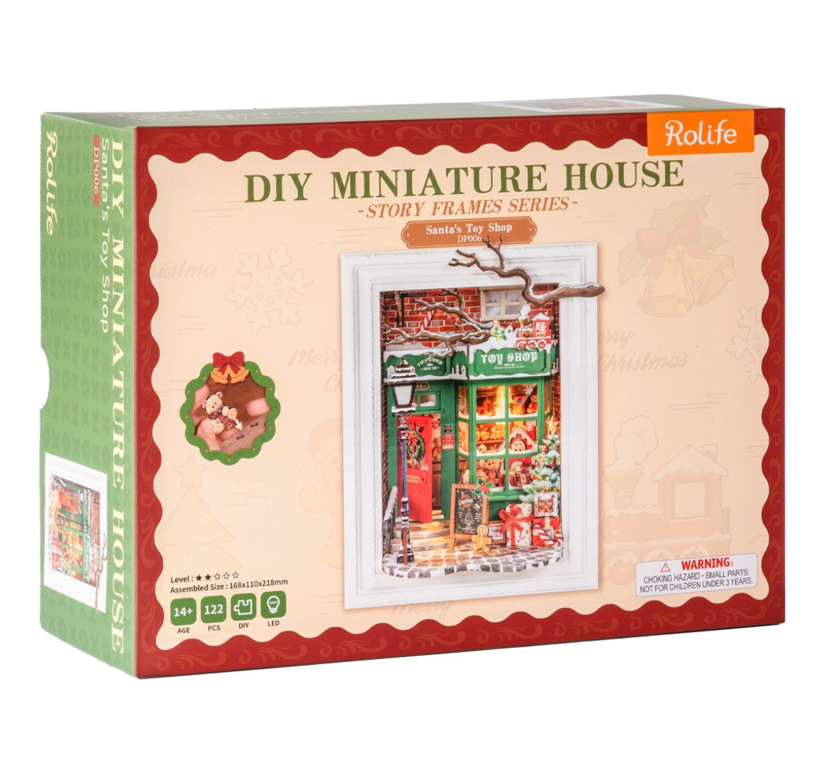 Rolife DIY miniature house packaging with a toy store design on a white background