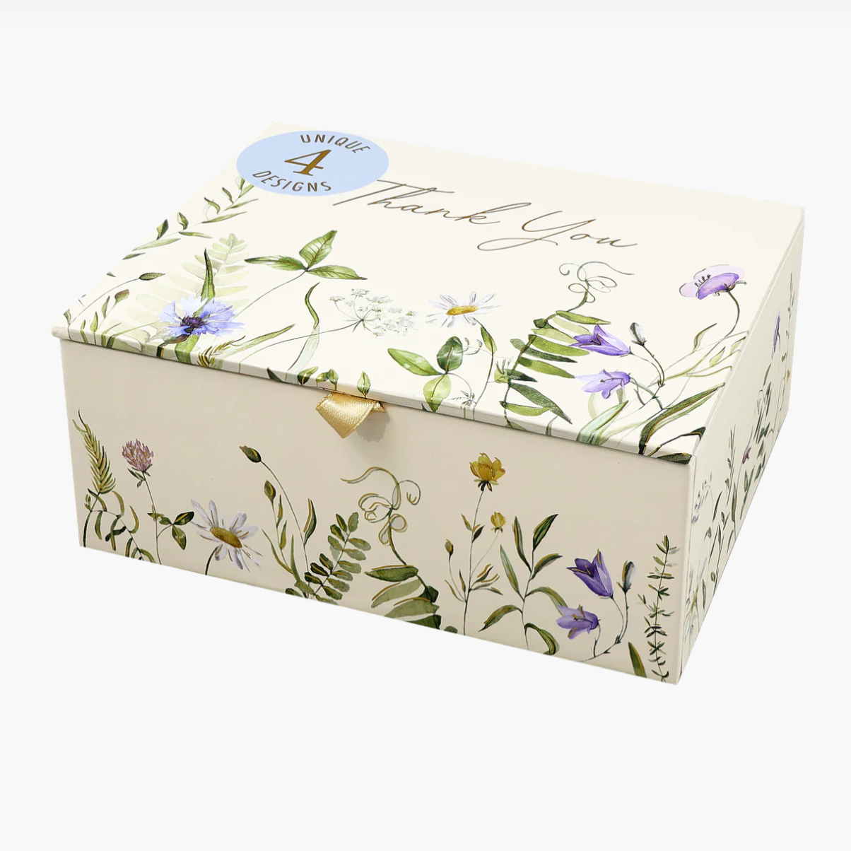Decorative box with floral design and 'Thank You' text on a white background