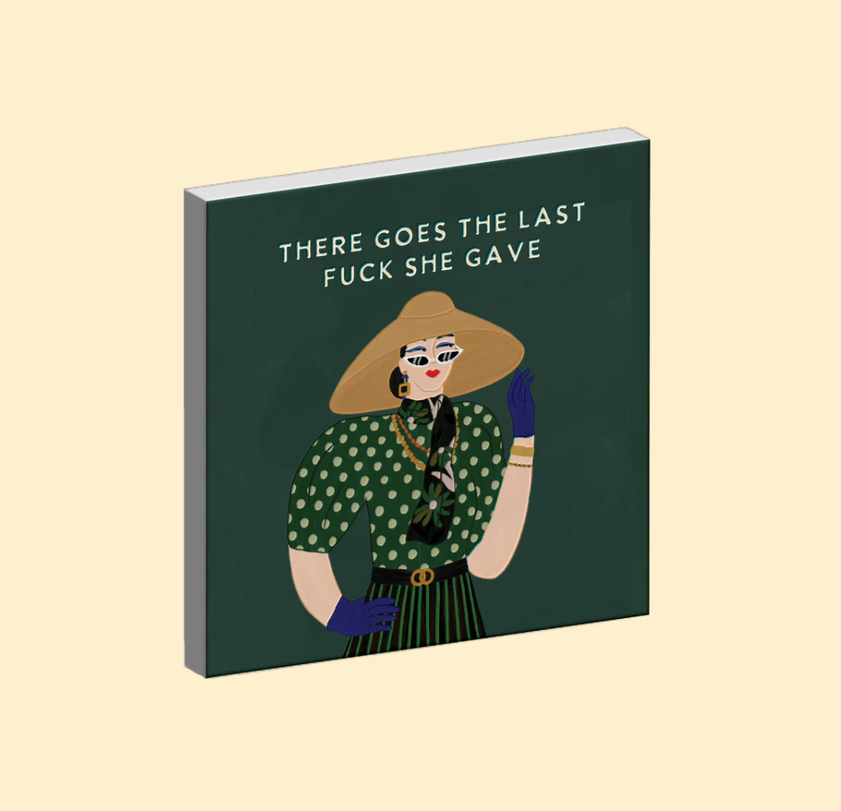 Book cover with a stylized illustration of a woman and text on a dark green background