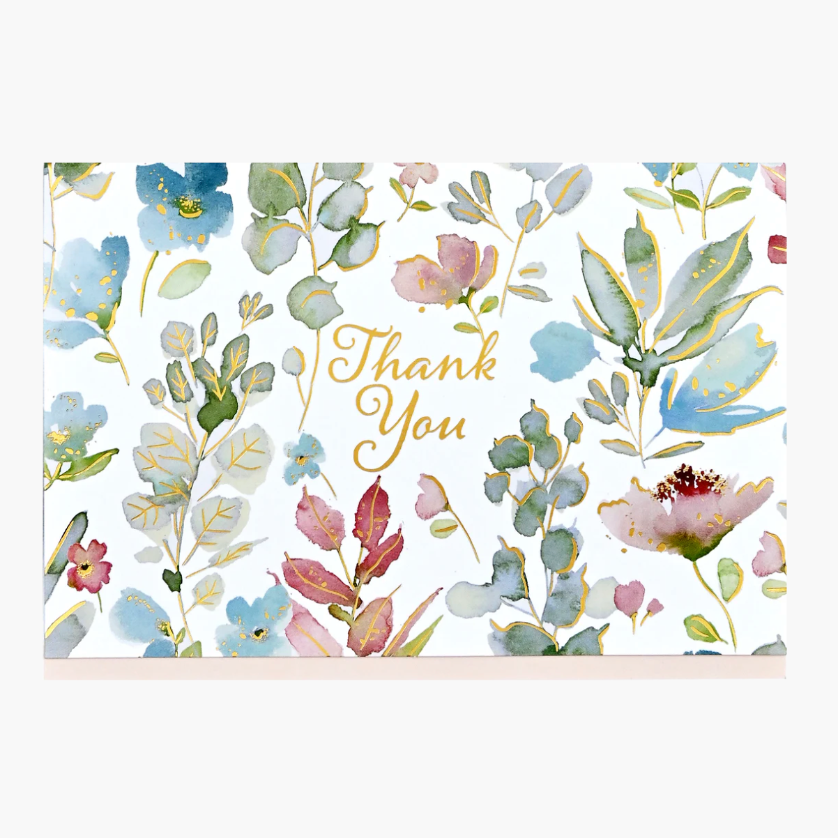 Floral card with 'Thank You' text on a white background