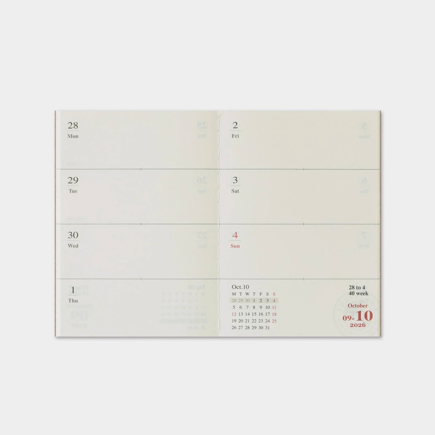 Calendar with a minimal design on a white background