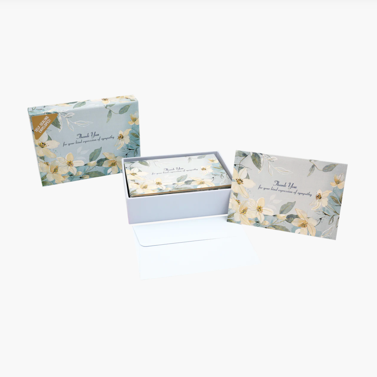 White Jasmine Sympathy Thank You Note Cards