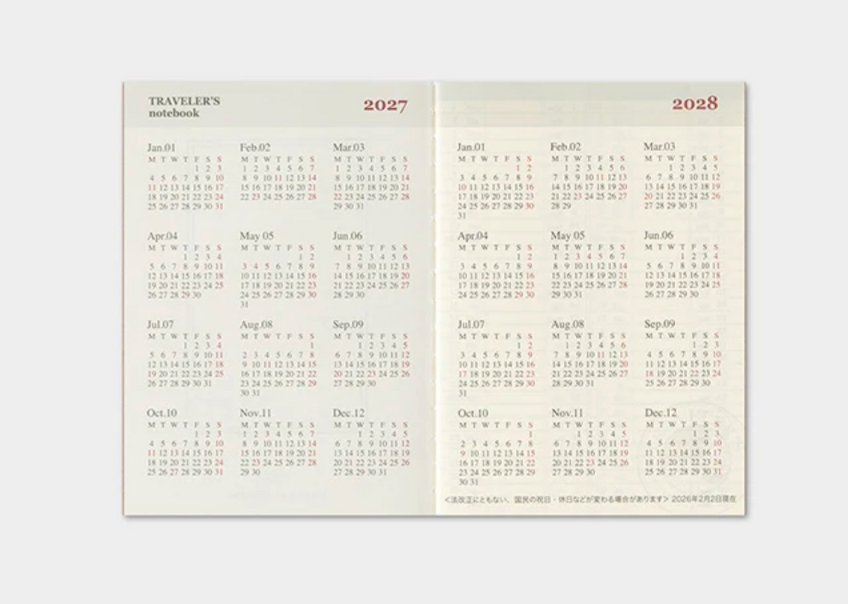 2027 Weekly Insert - Passport Size