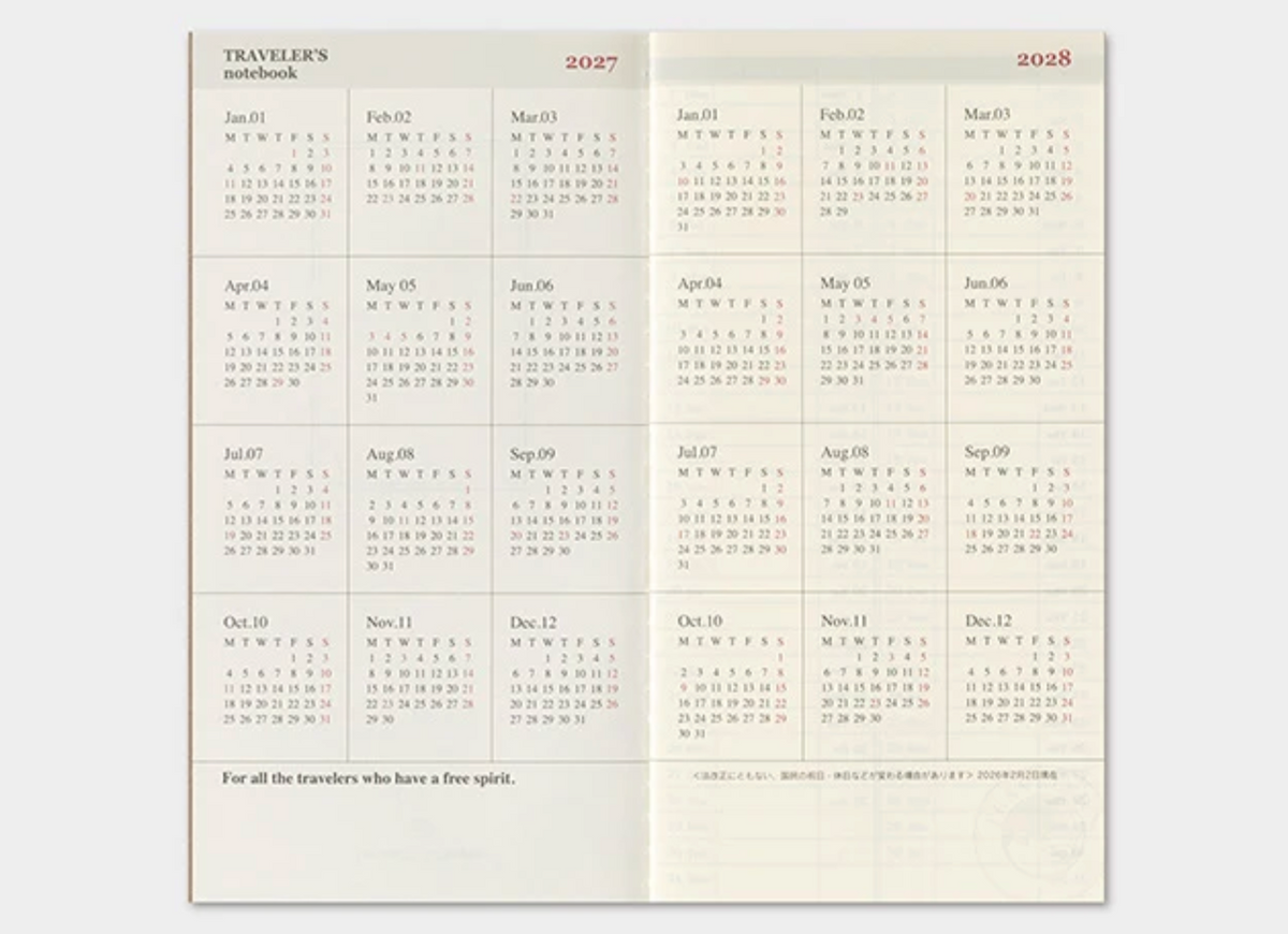 2027 Weekly Vertical Diary Insert