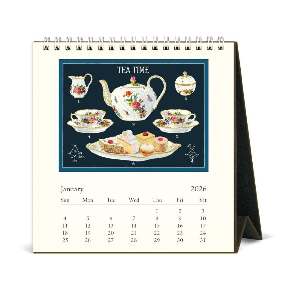 Cavallini 2026 Desk Calendar – Tea Time