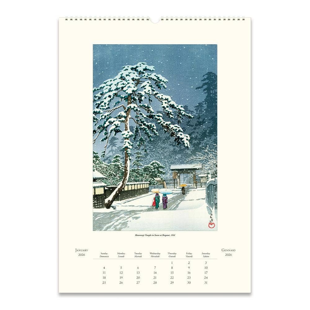 Cavallini 2026 Wall Calendar – Japanese Woodblock