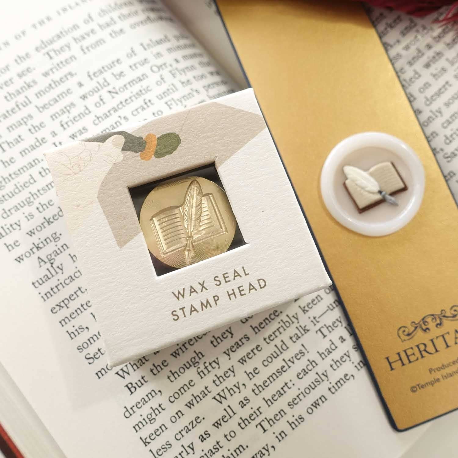 3D Book & Quill wax seal stamp, wax seal kit or stamp head