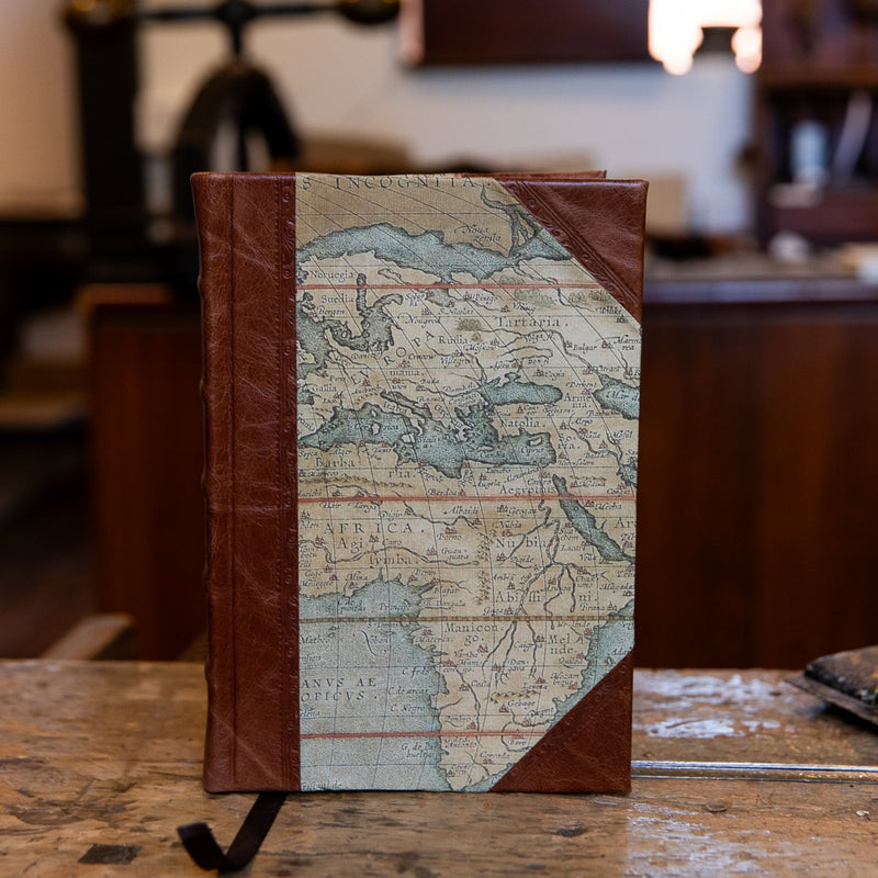 Vintage Map / Chestnut Half Leather Journal – Personalised | SB Libris