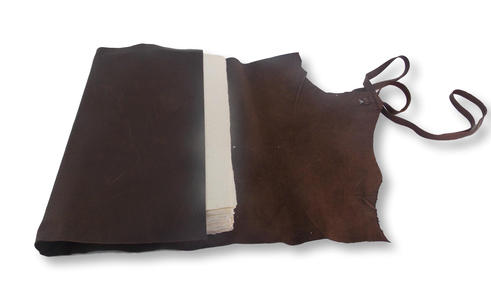Rustic leather wrap journal with handmade paper