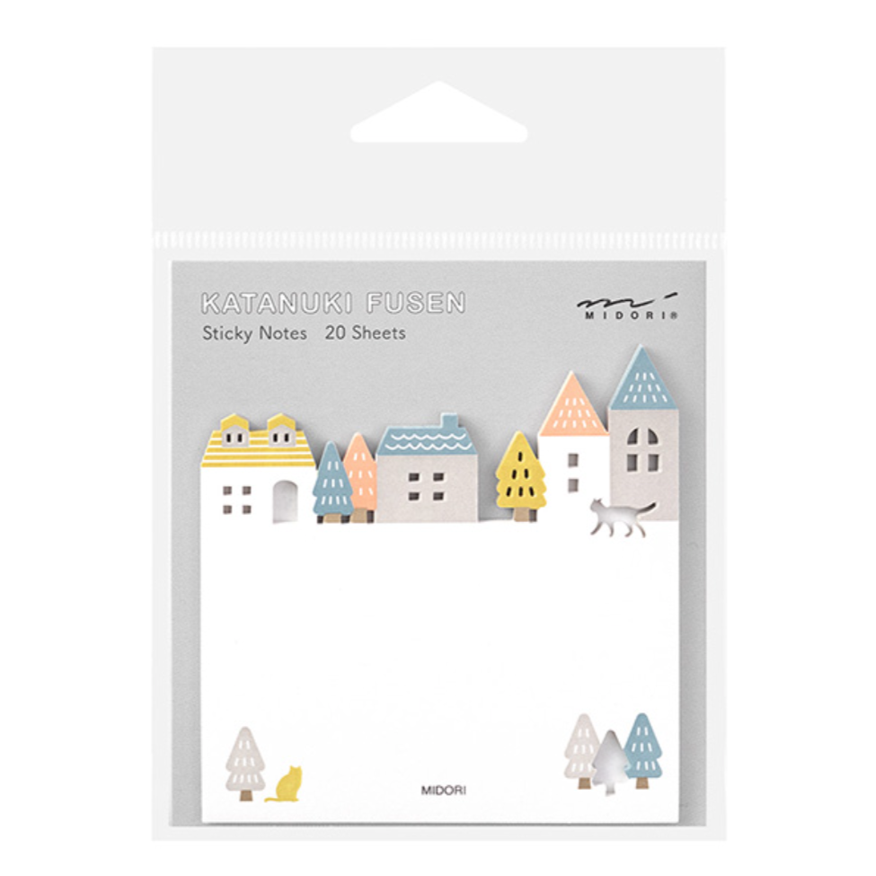 Town design die cut sticky notes