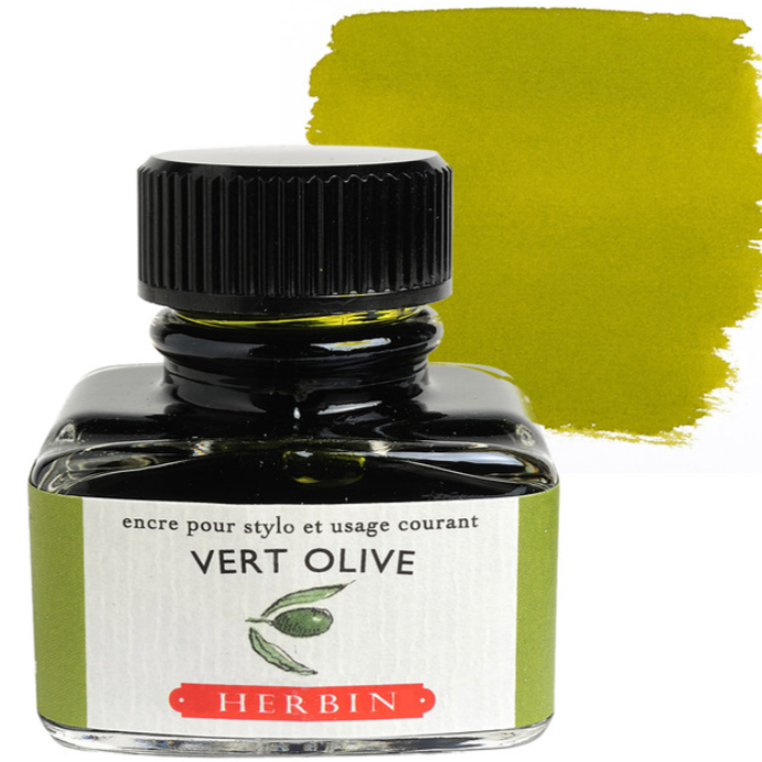 J.Herbin - Fountain Pen Ink - Olive Green (Vert Olive): 30ml
